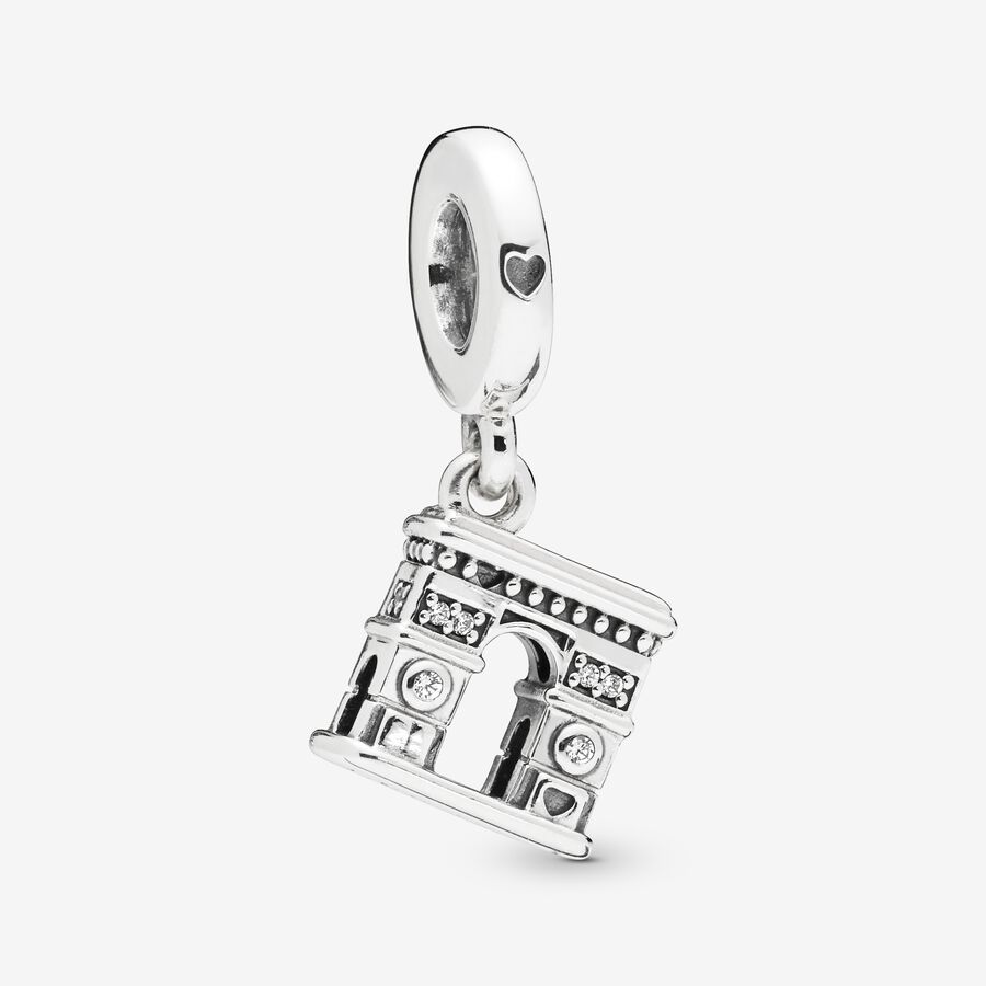 Arc De Triomphe silver dangle with clear cubic zirconia image number 0